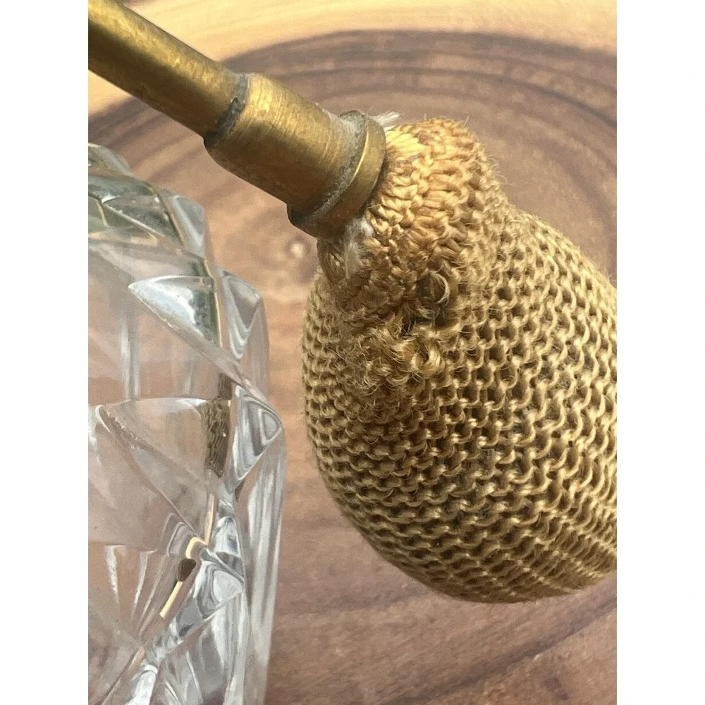 Vintage Baccarat France Crystal Perfume Atomizer Gold Mesh Bulb Signed
